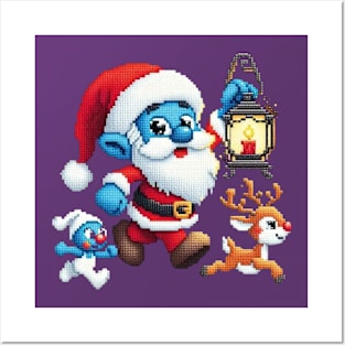 Christmas Santa with Lamp Posters and Art